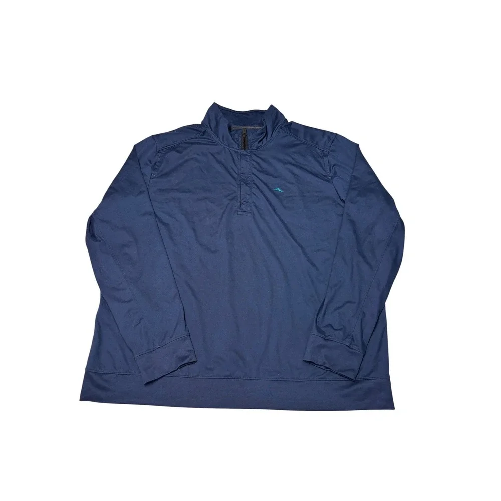 Tommy Bahama‎ IslandZone Mens XL Navy Blue Quarter Zip Pullover Golf Sweater